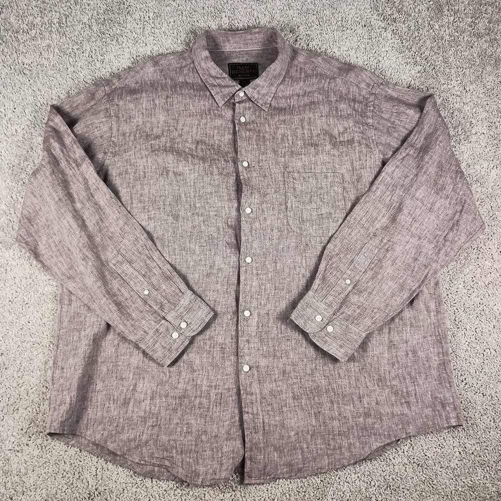 Jos A Bank Reserve XXL Linen Long Sleeve Mens Shirt - Picture 2 of 9